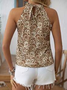 女士夏季度假休闲日常全印花露背上衣 - 彩色 - 查看 5