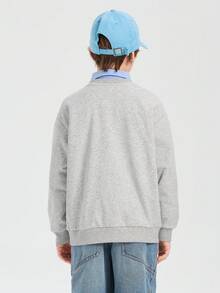 Balabala Boys' Long Sleeve Sweatshirt, Versatile Spring Top 2026 - Light Gray - View 3