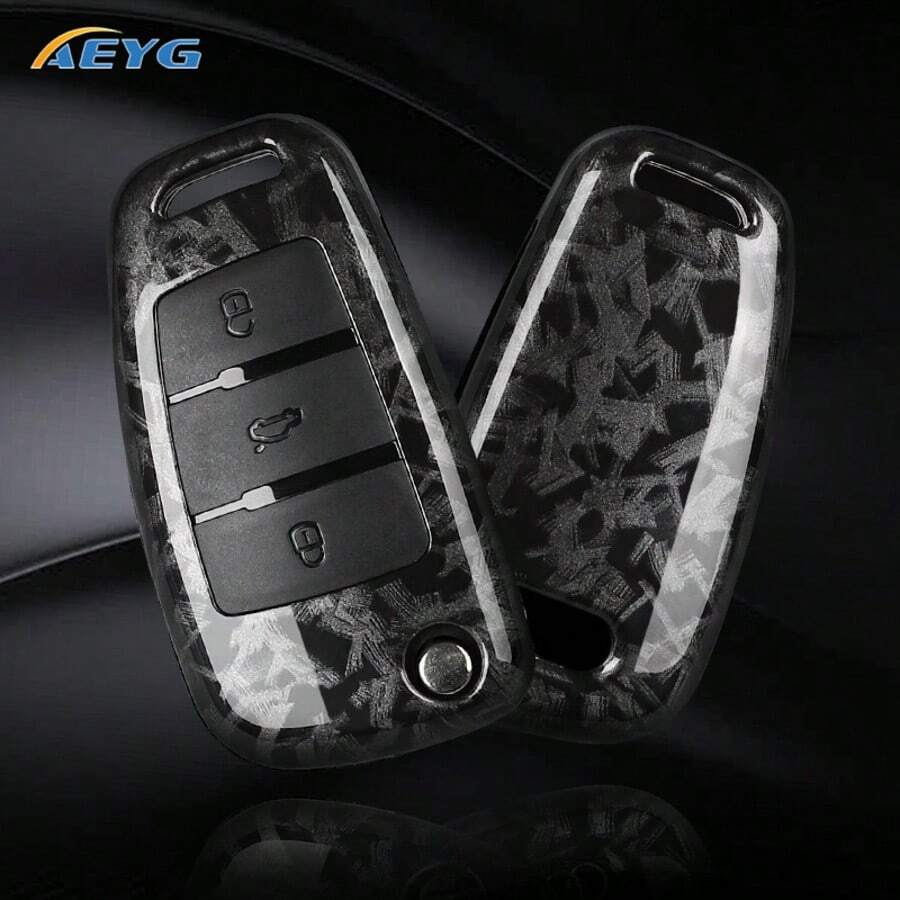 Funda protectora de ABS y fibra de carbono dedicada para llave de coche Audi A1 A3 A4 8P 8L 8V A5 B6 B7 A6 A7 C5 C6 Q3 Q5 Q7 4F S3 S4 S6 RS3 TT - Modelos Audi C - Ver 1
