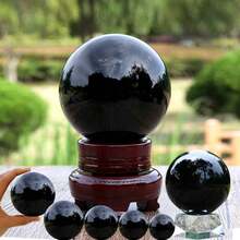 Natural Black Obsidian Sphere Large Crystal Ball Healing Stone Gemstone 30/40/50mm Obsidian Crystal Decorative Glass Home Decor - Multicolor - View 5