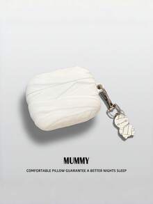 木乃伊绷带配木乃伊小雕像吊坠硅胶耳机套，兼容苹果耳机套 1/2/3/4/Pro/Pro2(Nd)/Pro(3rd) - 白色 - 查看 1