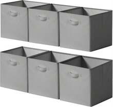 Cupic Cupid 13x13 Storage Cubes, 6 Pack Open Storage Bins With Handles, Storage Cube Organizer For Clothes And Toys, Collapsible Cube Bins For Closet, Shelves, Offices, Gray - MàuB - Xem 1