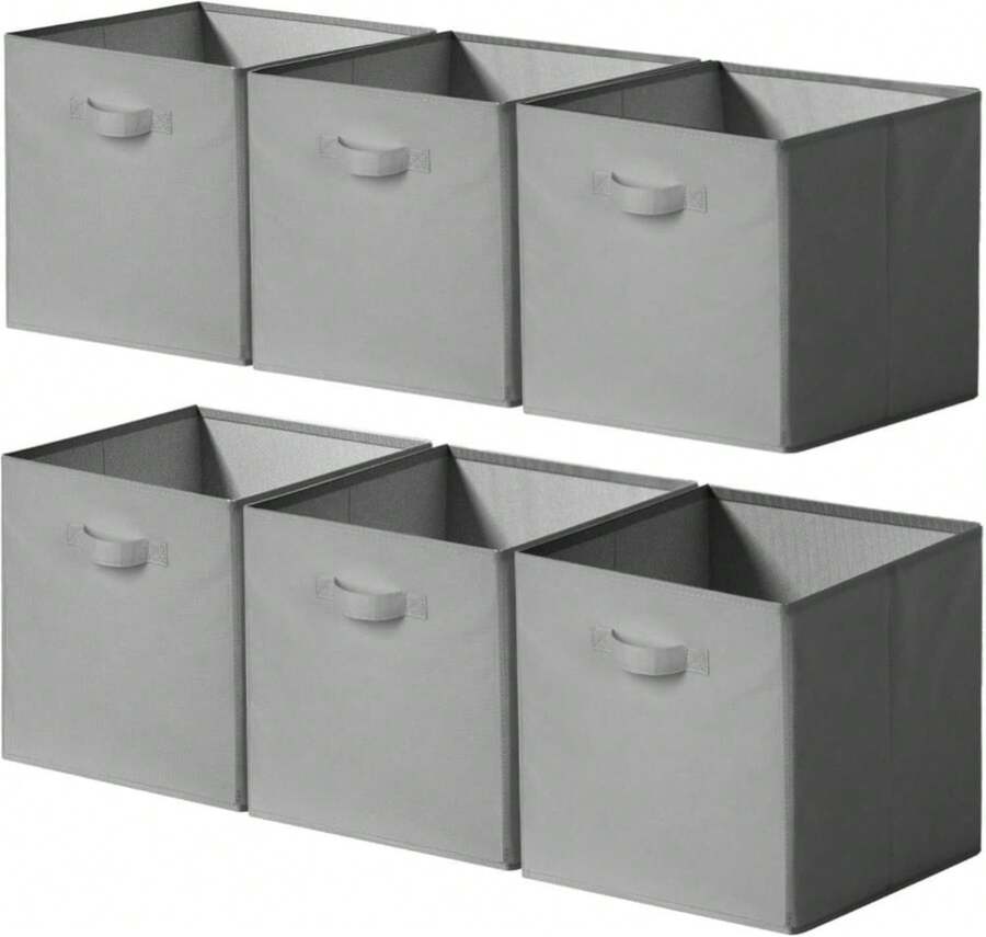 Cupic Cupid 13x13 Storage Cubes, 6 Pack Open Storage Bins With Handles, Storage Cube Organizer For Clothes And Toys, Collapsible Cube Bins For Closet, Shelves, Offices, Gray - MàuB - Xem 1