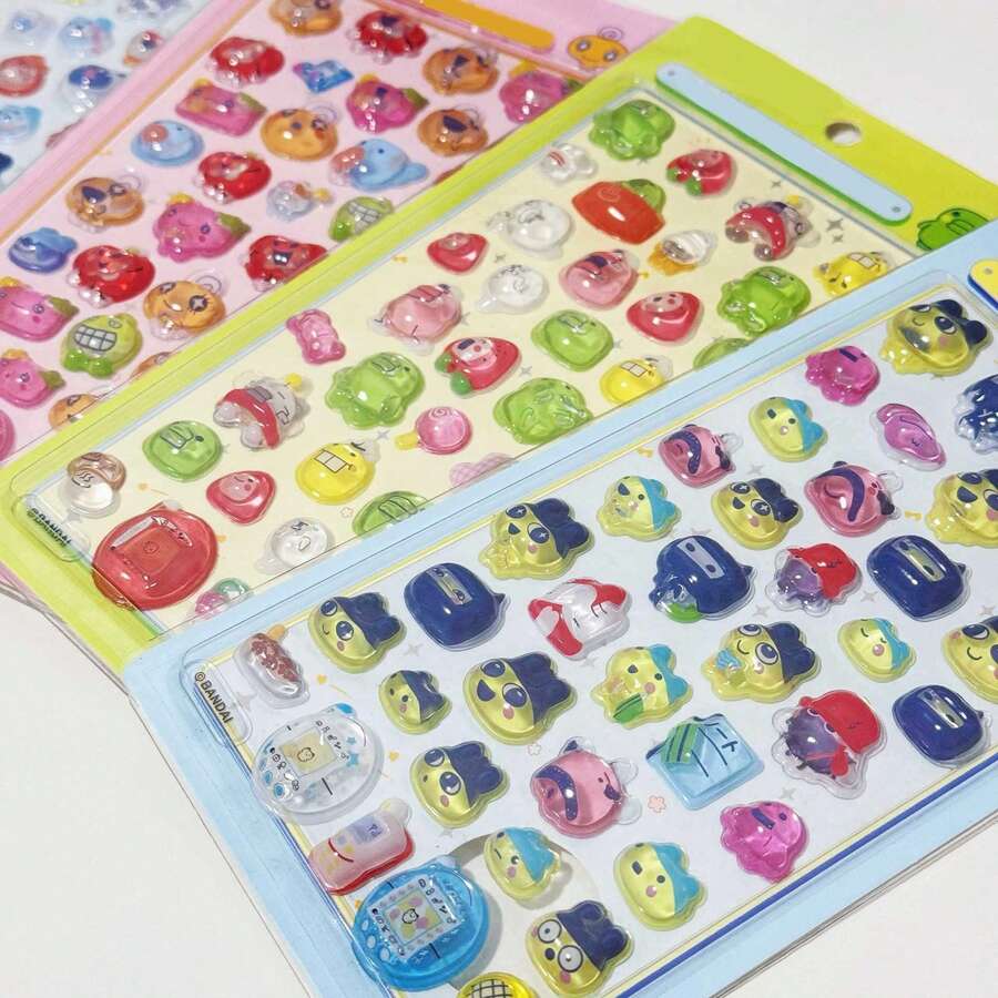 1pc Of Japanese Vintage Cartoon Stickers Cute Crystal Solid 3D Embossed Resin Cartoon Stickers,New Year's Gift, Valentine's Day Gift, Easter Gift(Random Style) - Multicolor - View 1