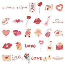 58pcs New Valentine's Day Heart Stickers, Ins Style Girl Scrapbooking, Phone Case Decor Scrapbook Supplies Stationery - Multicolor - View 2