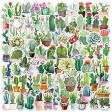 Cactus Nopales Plantas Cute Aesthetic 50 Calcomanías Stickers Vs Agua Stickers Variados Sin Repetir Impermeables Removible Diseños Únicos Para Electrónicos, Laptops, Termos, Celulares(default) - Multicolor - Ver 2