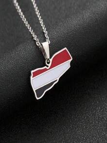 Stainless Steel Map Flag Necklace Drip Pendant Collarbone Chain Stainless Steel Jewelry Couples Accessories Birthday Gift Holiday Gift For Best Friends Valentine's Day Gift - Multicolor - View 3