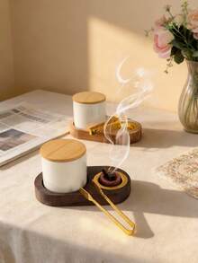 1 Bộ lư hương kết hợp bằng gốm và gỗ, màu gỗ tự nhiên, phong cách tối giản hiện đại, thích hợp cho gia đình, phòng khách, văn phòng, khách sạn, đồ trang trí lễ hội - Nhiều màu - Xem 9