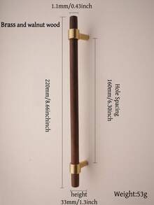 1个黄铜和胡桃木材质的抽屉拉手 - 彩色 - 查看 13