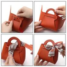 10/5件套仿皮礼品袋,带蝴蝶结丝带,迷你手提袋,适用于婚礼派对糖果包装,也适用于婚礼、生日、公司礼品、节日派对、可重复使用、员工答谢礼品包装、派对回礼、茶话会礼品包装 - 彩色 - 查看 10