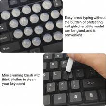 Raised Keyboard Stickers For Long Nails With Cleaning Brush Adhesive Keycap Risers Nail Art Protective Keycap Bubbles Silicone Sticky Pads For Typing And Gaming Hemispherical - 1 - 查看 3
