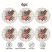 2/4/6/8/10pcs Valentine's Day Round Placemats, 13.8inch*35cm, Buffalo Plaid Heart Truck Design, Suitable For Restaurants, Kitchens, Dinner Parties, And Various Occasions, Can Be Used As Dining And Holiday Outdoor Tabletop Decor For Valentine's Day, Mother's Day - Multicolor - View 12