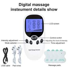 TENS + EMS Dual Channel Muscle Relief Therapy Pulse Massager With 8 Electrodes For Shoulder Pain, Shoulder And Back Pain, Knee Muscle Pain, Injury Recovery, With Portable Design, It Is The Best Gift For Friends And Relatives! - White - View 4