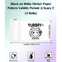 Thermal Printer Paper Roll Color/White Sticker Paper Compatible With Phomemo M02X M02L T02 Paper,(2in*11.5ft/Roll)53mm Width - Multicolor - View 4