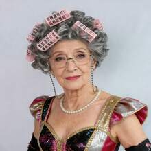 Granny Costume Set For Women Elegant Sassy Grandma Cosplay Wig, Old Lady Retro Wig, Short Pixie Curly Gray Synthetic Afro Wig & Glasses & Eyeglass Chains & Faux Pearl Necklace & Hair Rollers Available, Funny Charming Grandmother Grey Bob Wig, Christmas Decor/Holiday Events Stage Performance Props/Party Supplies, Ideal Choice For Gifts - Multicolor - View 5