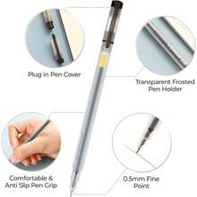 Gel Pens 3 Pack Fine Point 0.5mm Black Ink Quick Dry Smooth Writing Rollerball Pens For Office School Home Use - 1 - 查看 2