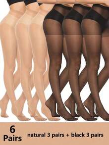 1pc 20D Sheer Black Opaque Tights, Ultra-Pantyhose High Waist Long Socks Reinforced Toe, Suitable 40-60kg - 彩色 - 查看 1