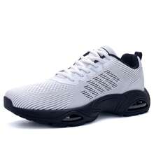 AOV Men's Tennis Running Shoes Breathable Athletic Training Walking Sneakers For Gym Jogging Sports US 7-13 - White/Black - View 8