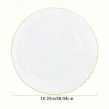 1/25/50pcs 10.25 Inch (26.0 Cm) Gold Dinner Plates / 7.5 Inch (19 Cm) Dessert/Appetizer Plates - Sturdy White And Gold Plates Perfect For Weddings, Valentine's Day, Ramadan, Easter, Mother's Day, Housewarming, Gifts, Birthday Parties, Holidays, Picnics, Banquets, And All Occasions - White With Single Gold Trim - View 3