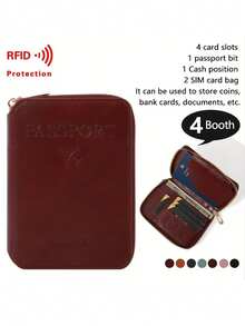 RFID Travel Passport Holder, Portable Zipper Passport Organizer, Multi-Card Holder, Multi-Functional Zipper Storage Pouch With Cover, Card Clip, ID Holder, Bank Card Wallet, Suitable For Travel, Vacation - Multicolor - View 7