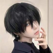 纤维动漫假发，直发造型，适合角色扮演、主题派对和舞台表演 - 男女通用临时假发，适合万圣节、生日、圣诞节（男士款） - 彩色 - 查看 5