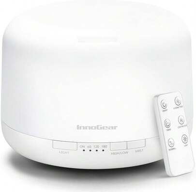 InnoGear Aromatherapy Diffuser &Amp; 10 Essential Oils Set, 500ml Essential Oil Diffuser With Remote Control Ultrasonic Cool Mist Scent Humidifier Vaporizer Auto-Off Timer For Room Office Home, Yellow