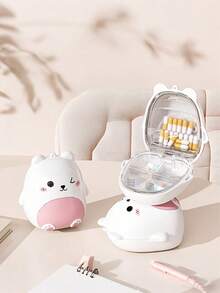 Hộp đựng thuốc hình gấu di động - Hộp đựng thuốc có ngăn kín dung tích lớn, hộp đựng thuốc/vitamin hình gấu dễ thương dùng để đựng thuốc hàng ngày, vitamin và sử dụng tại nhà/khi đi du lịch - Hộp đựng thuốc - Nhiều màu - Xem 3