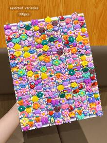 100pcs Cute Cartoon Hair Ties, Suitable For Daily Use Hair Accessories - Multicolor - View 9