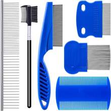 6 Pack Flea Lice Comb,Stainless Steel Dog Cat Grooming Combs With Rounded Teeth,Double-Sided Tear Stain Remover