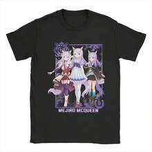 Mejiro McQueen Uma Musume Anime T-Shirts For Men Vintage Pure Cotton Tees O Neck Short Sleeve T Shirts Graphic Tops - 黑色 - 查看 1