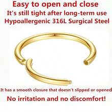 1pc Low Allergy Nose Ring 20G 18G 16G 14G 12G 10G 8G 316L Surgical Steel Nose Septum Jewelry Hinged Segment Ring, Internal Piercing Nose Hoop, Lip Ring, Nose Spiral Cartilage, Tooth Earring - 6mm Style - View 9
