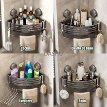 Esquinero para Baño Regadera Ventosa Repisas Sin Taladro Organizador de Regadera Metal de Aluminio Porta Shampoo Antióxido Estante Organizador Baño Gris Mueble para Regadera Tofaney - ventosa triangular 3nivels - Ver 3