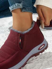 2026 New Women's Mid-Calf Boots! Women's Waterproof Ankle Boots, Low-Heeled Winter Boots, Stylish Black Winter Shoes, Warm Snow Boots, Made Of Matte Leather With A Soft Lining. These Boots Offer Excellent Warmth. They Are Perfect For Winter Outdoor Activities And Also Great For Christmas Outfits,The Top Choices For Thanksgiving And Christmas Gifts,Lively Red Look's Boots - Red - View 8