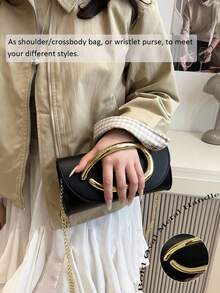 Retro Vintage Solid Color Clutch Wallet, All-Match Carry On Purse, Stylish PU Bag For Women, And For Wedding, Party, Prom, Dinner, Fashionable Clutch Bags For Woman - 黑色 - 查看 3
