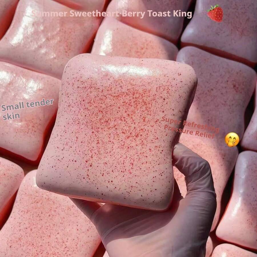 新款超柔软覆盆子吐司慢回弹捏捏乐玩具，舒缓压力，抚慰情绪，节日、生日礼物，完美之选