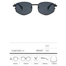 1 par de gafas de moda con marco metálico poligonal, estilo de moda callejera - Negro - Ver 3