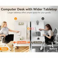 Computer Desk With 6 Drawers, 40 Inch Small Desk With Storage, Reversible Desk With Headphone Hook For Home Office, Work Study Table For Bedroom, White - trắng - Xem 3