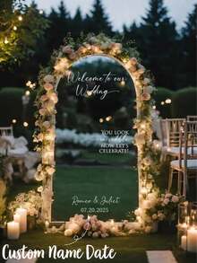 Customized Wedding Mirror Stickers, Suitable For Baby Shower, Party, Event, Personalized Welcome Sign, Personalized Mirror Vinyl Stickers, Reception Area Decor, Birthday, Graduation Ceremony And Other Occasions. They Have Multifunctionality, Adjustability, Mildew Resistance, High Decorative Value, Self-Adhesive, Cute, Fashionable, Charming, Colorful - Multicolor - View 1
