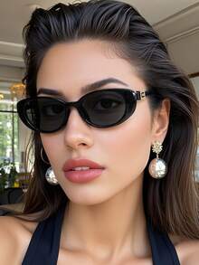 一副复古猫眼时尚眼镜，高端男女通用时尚眼镜，适合街拍、驾驶、度假、日常佩戴 - 黑色 - 查看 7