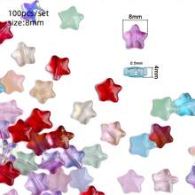 100pcs/Set 8mm Color Five-Pointed Star Glass Lampwork Beads Loose Spacer Beads For Jewelry Making DIY Handmade Bracelets Earrings Accessories - Multicolor - View 4
