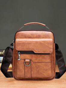 Bolsa de Ombro Personalizada para Homens, Bolsa, Bolsa Retrô Masculina, Pasta/Bolsa Mensageiro, Impressão de Letras, Grande Capacidade, Alça Ajustável, Bolsa Casual, Adequada para Negócios, Viagem, Compras e Fitness. Um Presente Perfeito para o Dia dos Namorados/Aniversário para Marido ou Namorado. - Multicolorido - Visão 12