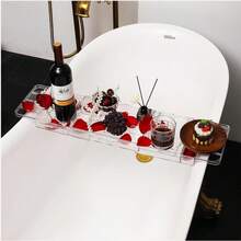 Expandable Bathtub Trays For Tub, Acrylic Bath Shelf Over Tub, With Non-Slip Design IPad Holder For Books Phone - mặc định - Xem 5