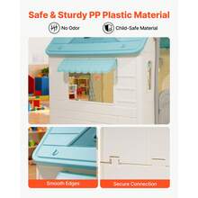 Outdoor Playhouse, 5-In-1 Cottage Play House With Pretend Play, Basketball, Darts, Soccer, Ring Toss, Window & Convenient Door, Toddler Slide Set For Aged 2+, Smooth Edges, Polypropylene Plastic - 1-2m³ Closed Type - View 4