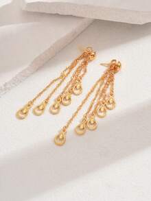 1对时尚经典百搭通勤优雅流苏吊坠耳环（女士款）