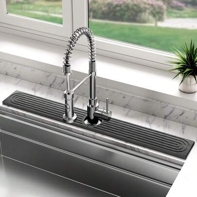 Stone Faucet Mat For Kitchen Sink, Diatomite Sink Protectors - Prevent Moisture Drying Stone Tray Fit Kitchen Counter & Bathroom Counter (White, 23.6" X 4")