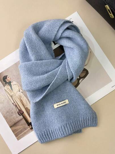 1pc Wool Blend Solid Color Scarf, Cozy & Fashionable Unisex Scarf For Autumn/Winter, Versatile Accessory For Daily Wear, Students, Korean Style