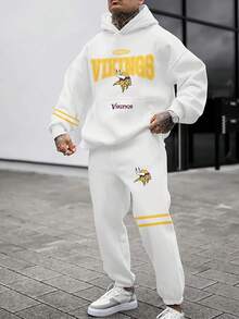 -Sota Vikings Casual Hoodie Jogging Sweatpants Tracksuit Set, Football Team Men's Tracksuit Set, Men's Game Day Hoodie Set - 彩色 - 查看 2
