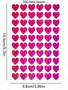 300 pièces/5 feuilles, 60 pièces/1 feuille Autocollants en forme de petit cœur rouge holographique. Convient pour la décoration de boîte-cadeau, sac-cadeau, enveloppe, tableau de récompense et scrapbooking DIY pour la Saint-Valentin - Multicolore - Voir 11