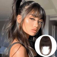 Clip In Bangs Brown Black, Long Wispy Bangs Hair Clip With Temples Fringe Curtain Bangs Hair Clip Hair Piece Fake French Bangs Clip-In Hair Extensions For Women (#4A-Brown Black),38546579 - 灰色 - 查看 1