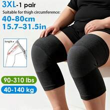 1 双 - 特大号高弹针织压缩护膝，透气舒适，加大码护膝套，男女通用，灰色/黑色/黄色，适合体重不超过 310 磅/140 公斤